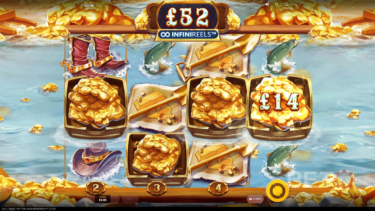 Rack up wins with endless reels in this gold rush bonanza