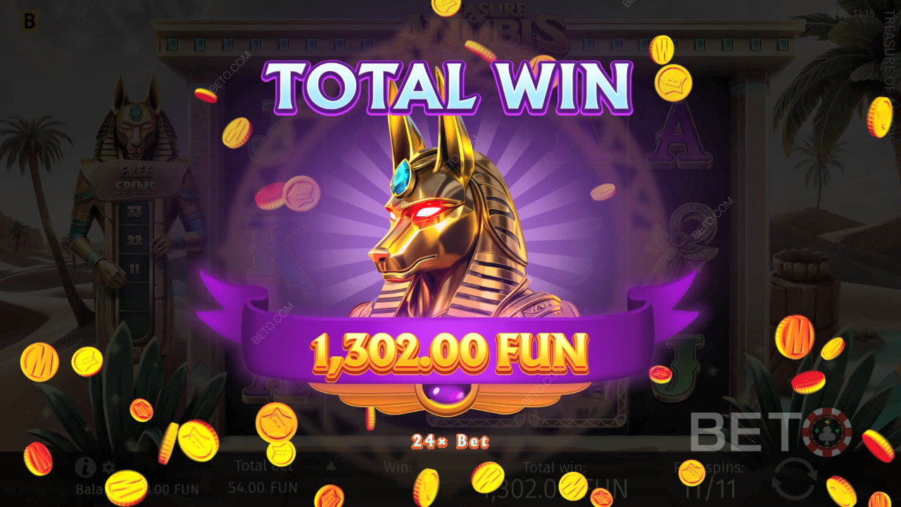 Score 1,939x Your Wager in the Treasure of Anubis Online Pokie!
