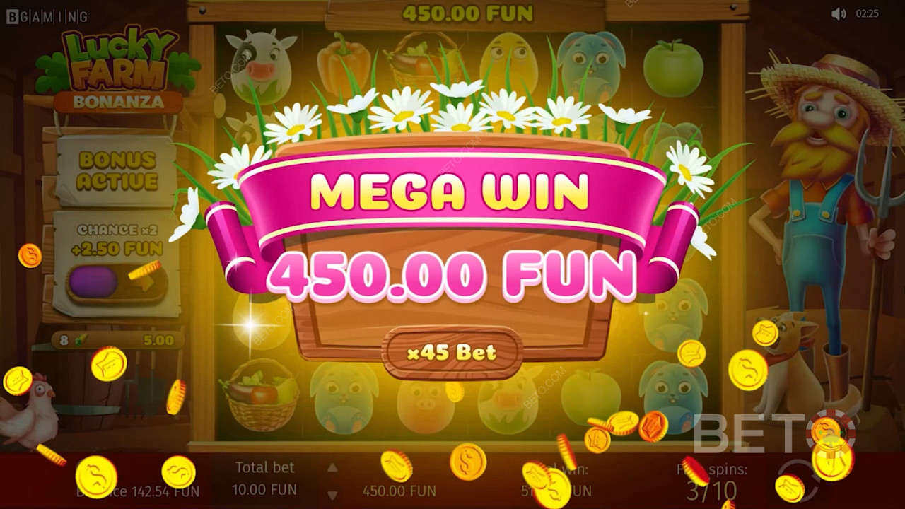 Score ripper wins in Lucky Farm Bonanza pokie game
