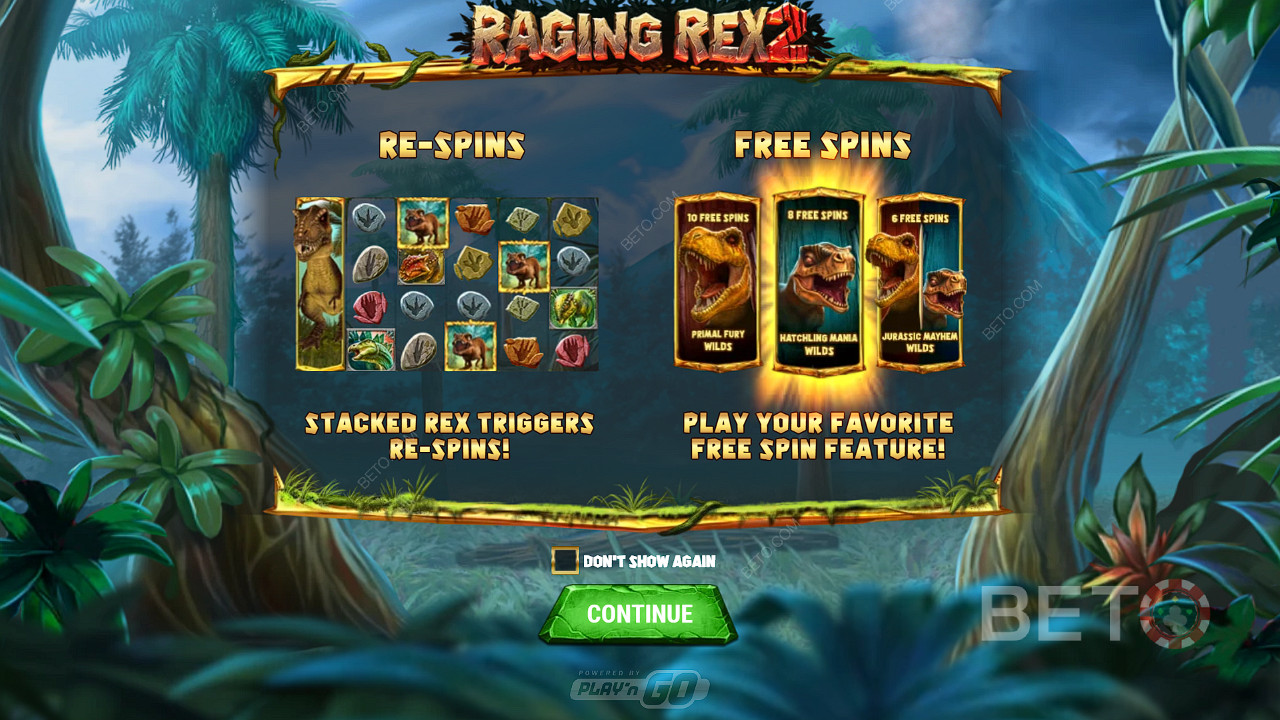 Snag Respins and 3 Free Spin Types in Raging Rex 2 Pokie