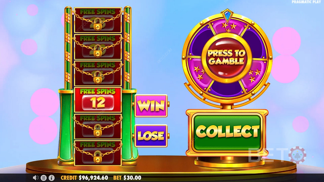Spin the reels in the Gamble Feature to score bonus Free Spins