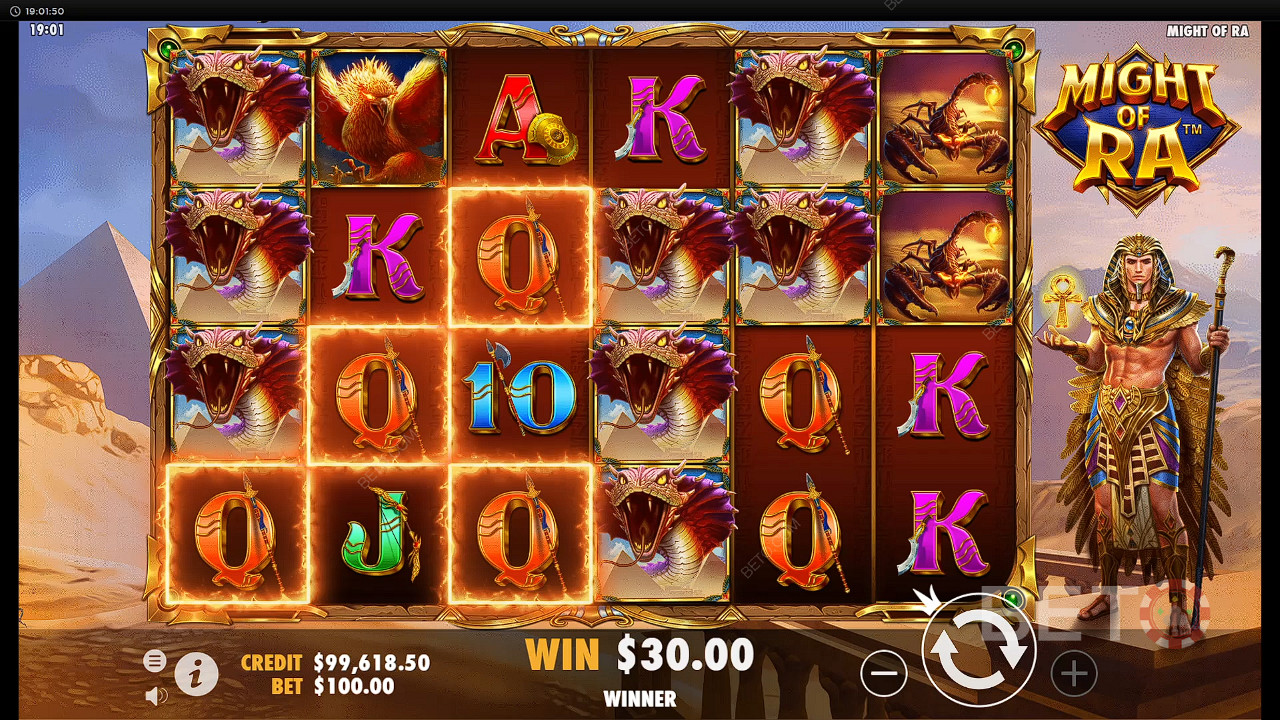 Unleash ancient power and ripper wins in the Might of Ra pokie