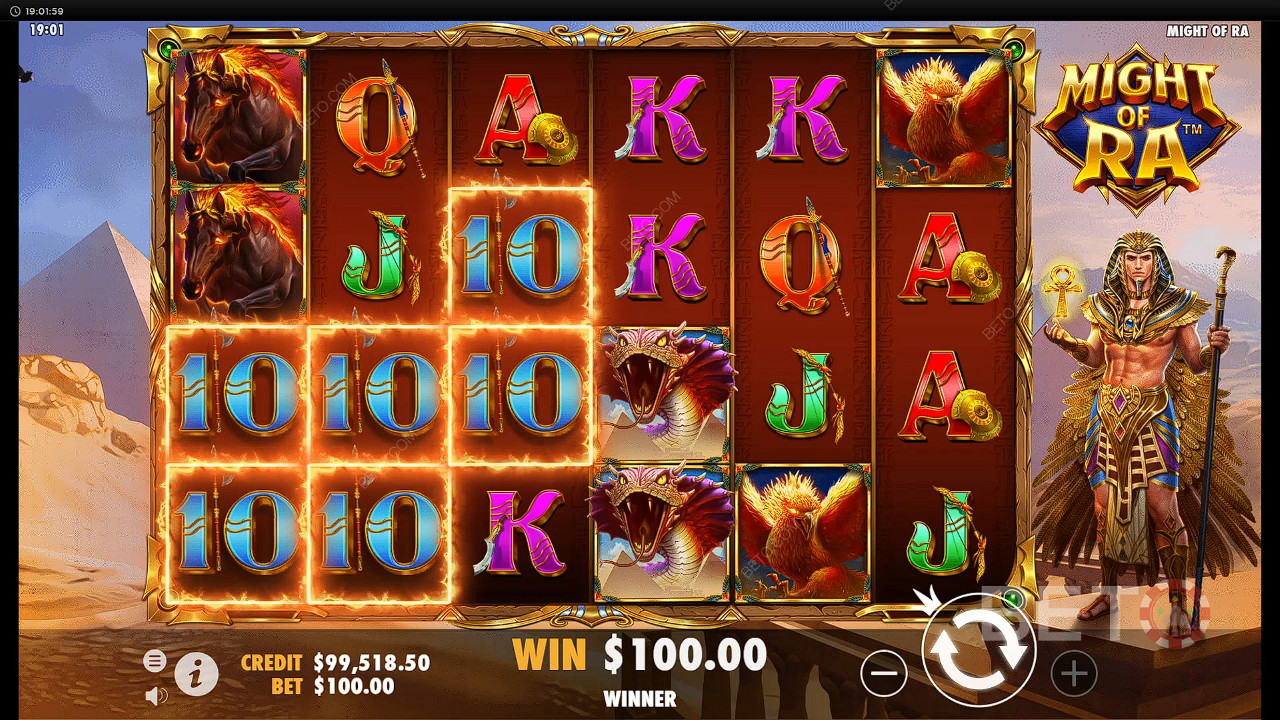 Rack up wins with 50 paylines in this ripper Egyptian-themed pokie