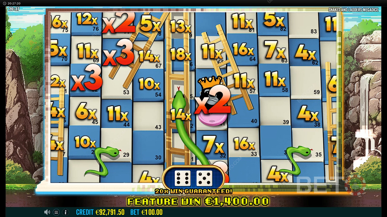 Score big on Snakes and Ladders Megadice Free Spins