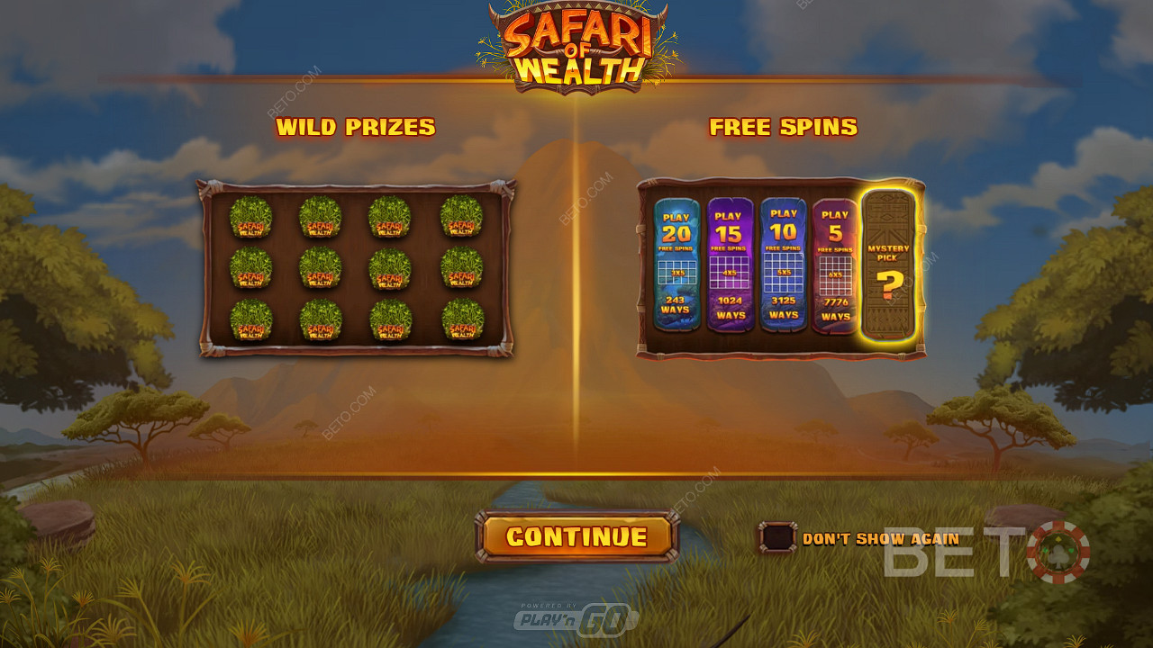 Score massive wins with Wild Prizes and Free Spins in Safari of Wealth pokie