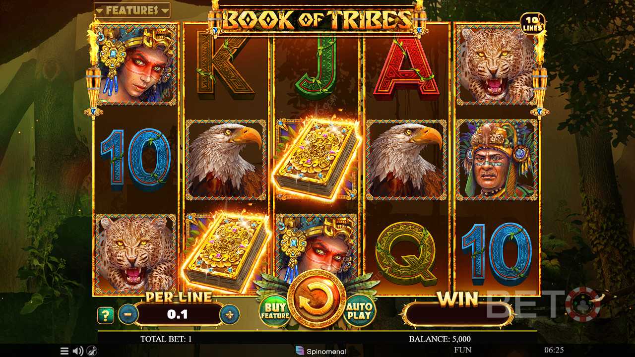 3 Scatter Wilds trigger Free Spins in Book of Tribes pokie