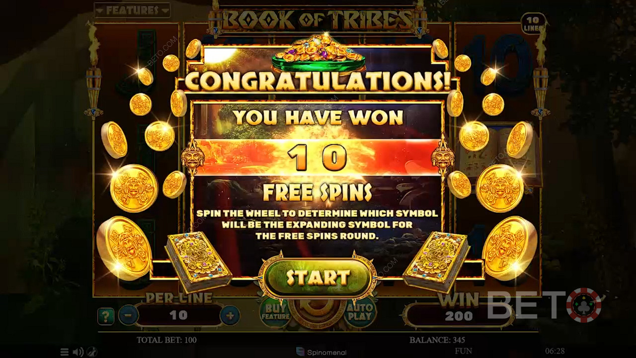 Score 10 Free Spins when you land 3 Scatters