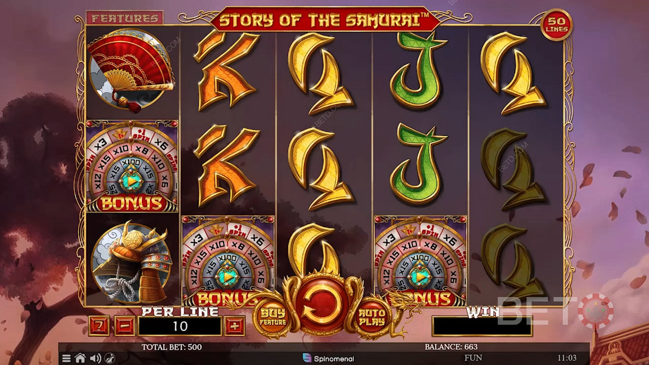 3+ bonus symbols kick off the Bonus Game in Story of The Samurai pokie