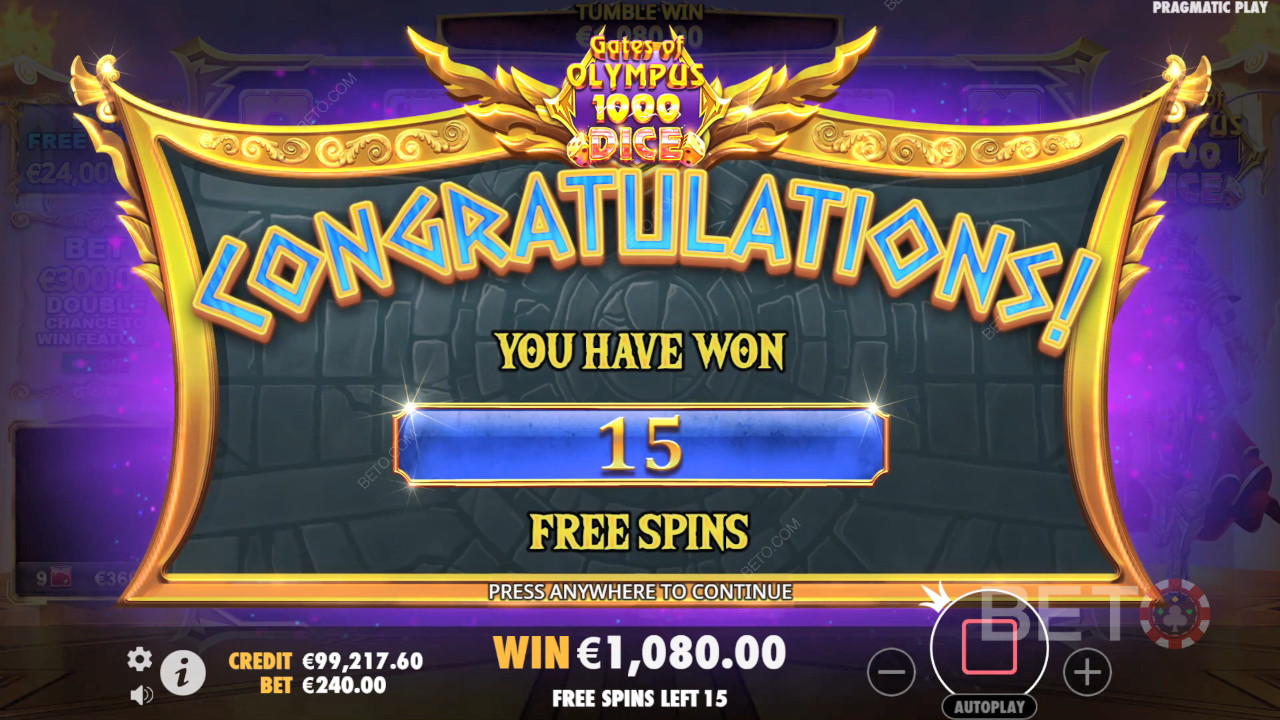 Score Big at Gates of Olympus 1000 Dice: 15,000x Max Win!