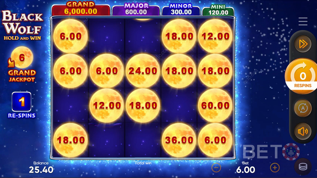 Spin Black Wolf for a shot at the Grand Jackpot worth 1,000x your total wager