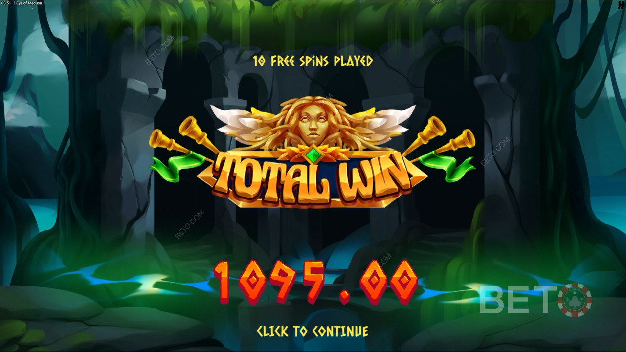 Win 10,000x Your bet in the Eye of Medusa Pokie Online!