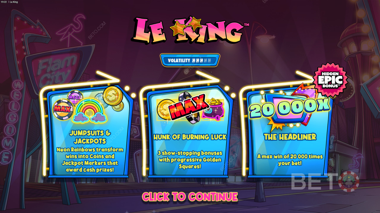 Win 20,000x Your bet in the Le King Pokie Online!