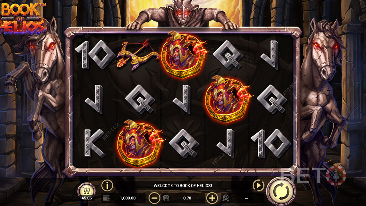 Helios symbol tops the payout chart in this pokie