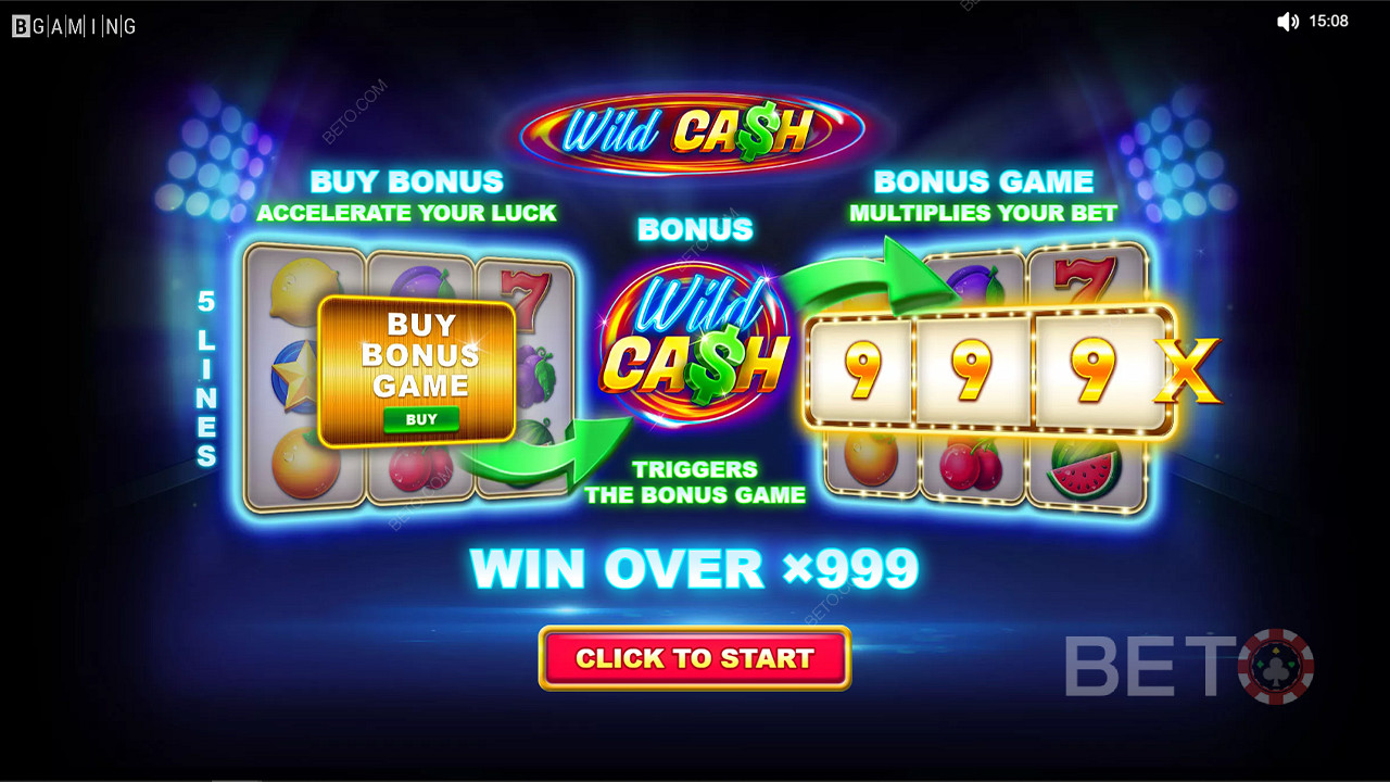 Spin for ripper wins up to 999x your top wager on Wild Cash