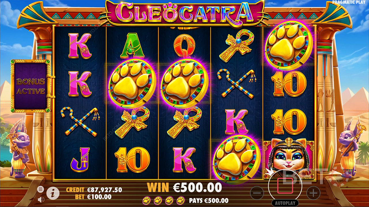3+ Scatters trigger Free Spins in the Cleocatra pokie machine