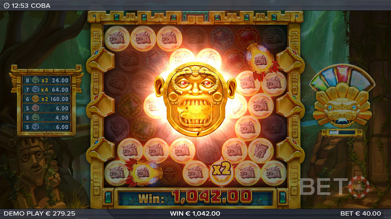 Explore ancient Mayan ruins and snag wins with serpents in the Coba pokie