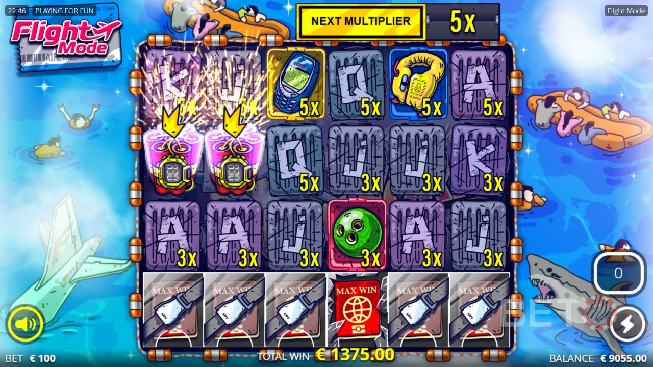 Win 5,051x Your bet in the Flight Mode Pokie Machine!
