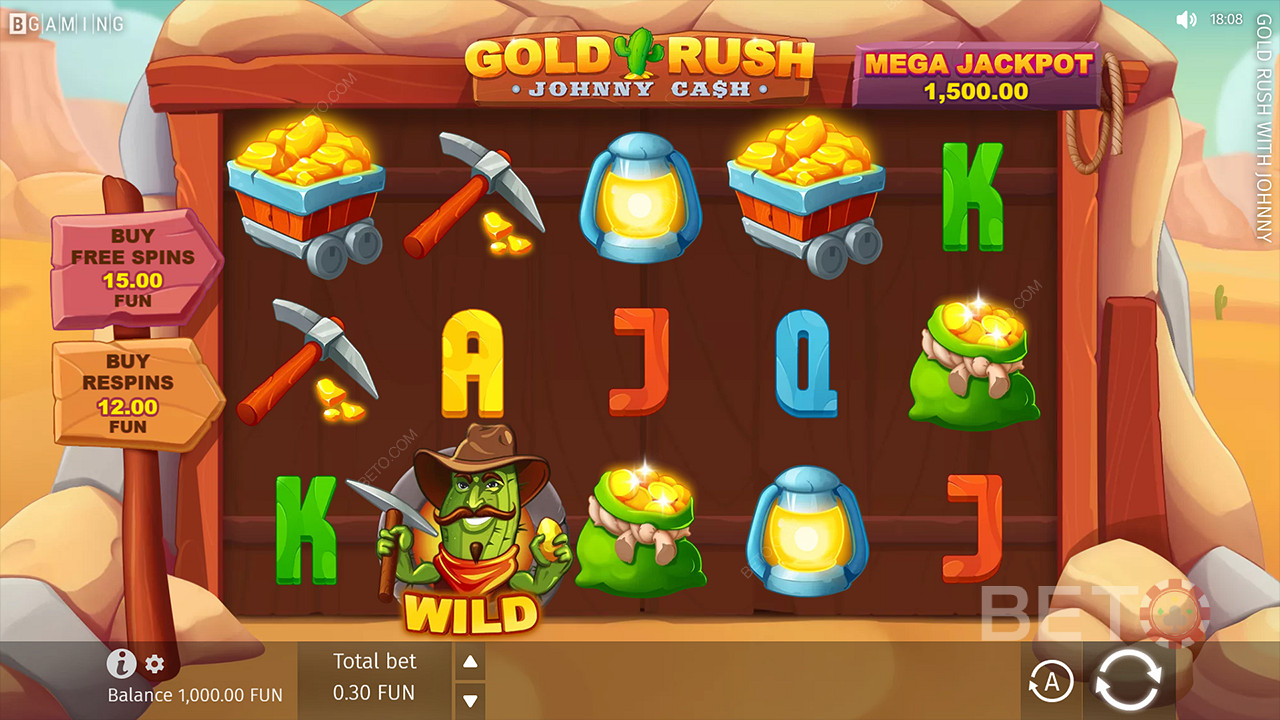 Snag the bonuses you fancy in Gold Rush With Johnny Cash pokie game