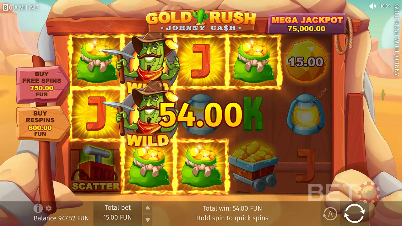 Bonus symbols boost wins in this Aussie gold rush pokie