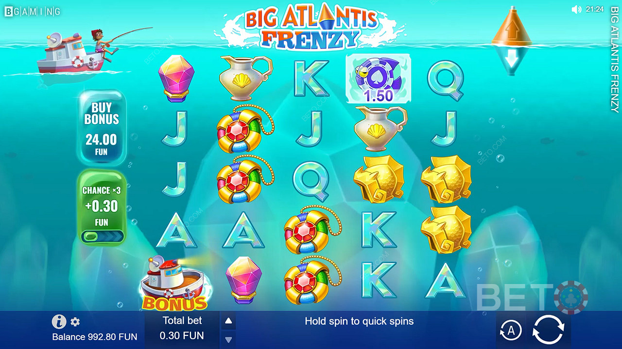 Navigate the reels in the Big Atlantis Frenzy online pokie