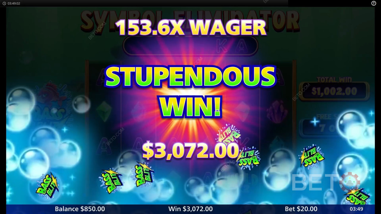 Win 6,945x Your bet in the Bass Blitz Pokie Online!