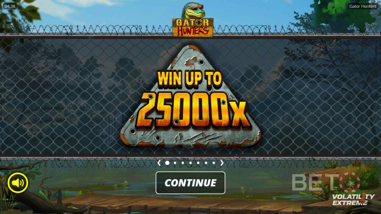 Win 25,000x Your bet in the Gator Hunters Pokie!