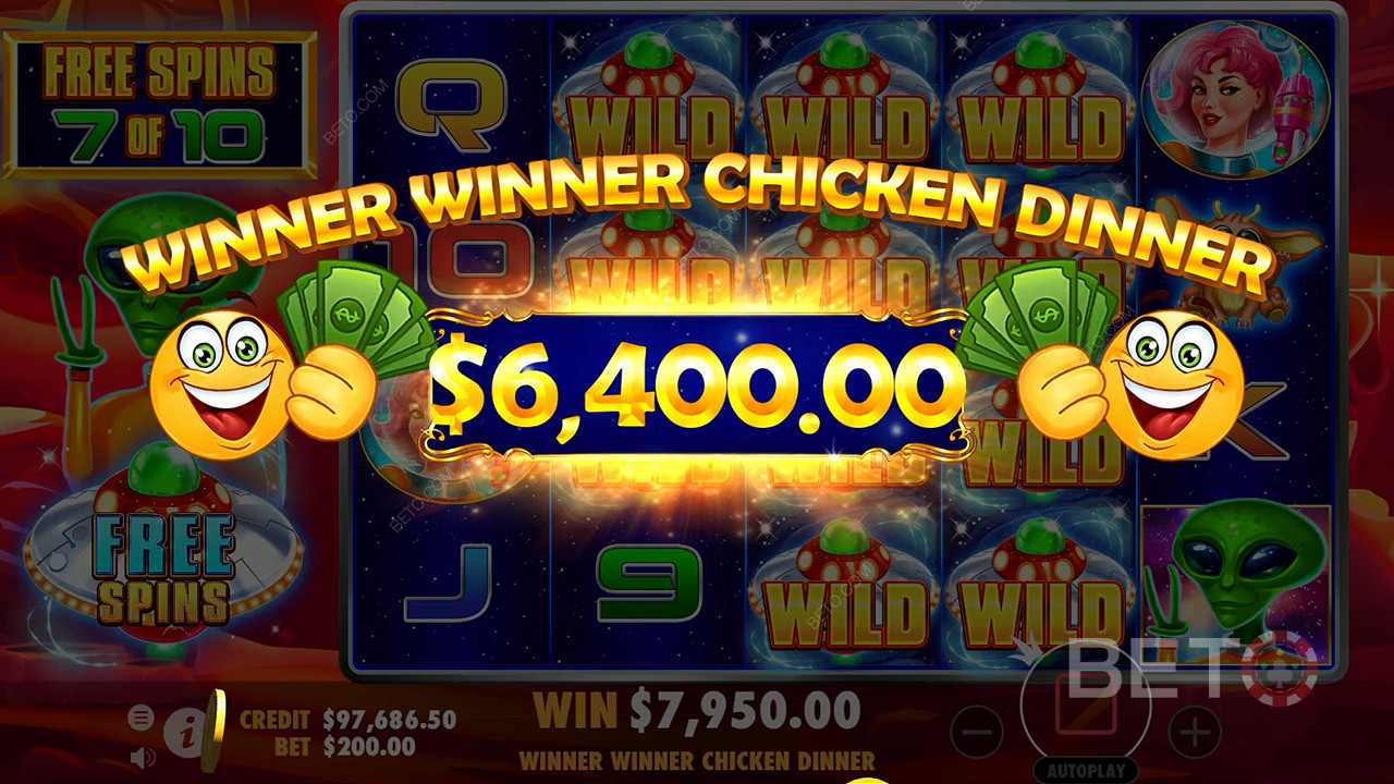 Stacked Wilds boost your wins during Free Spins in this cosmic pokie