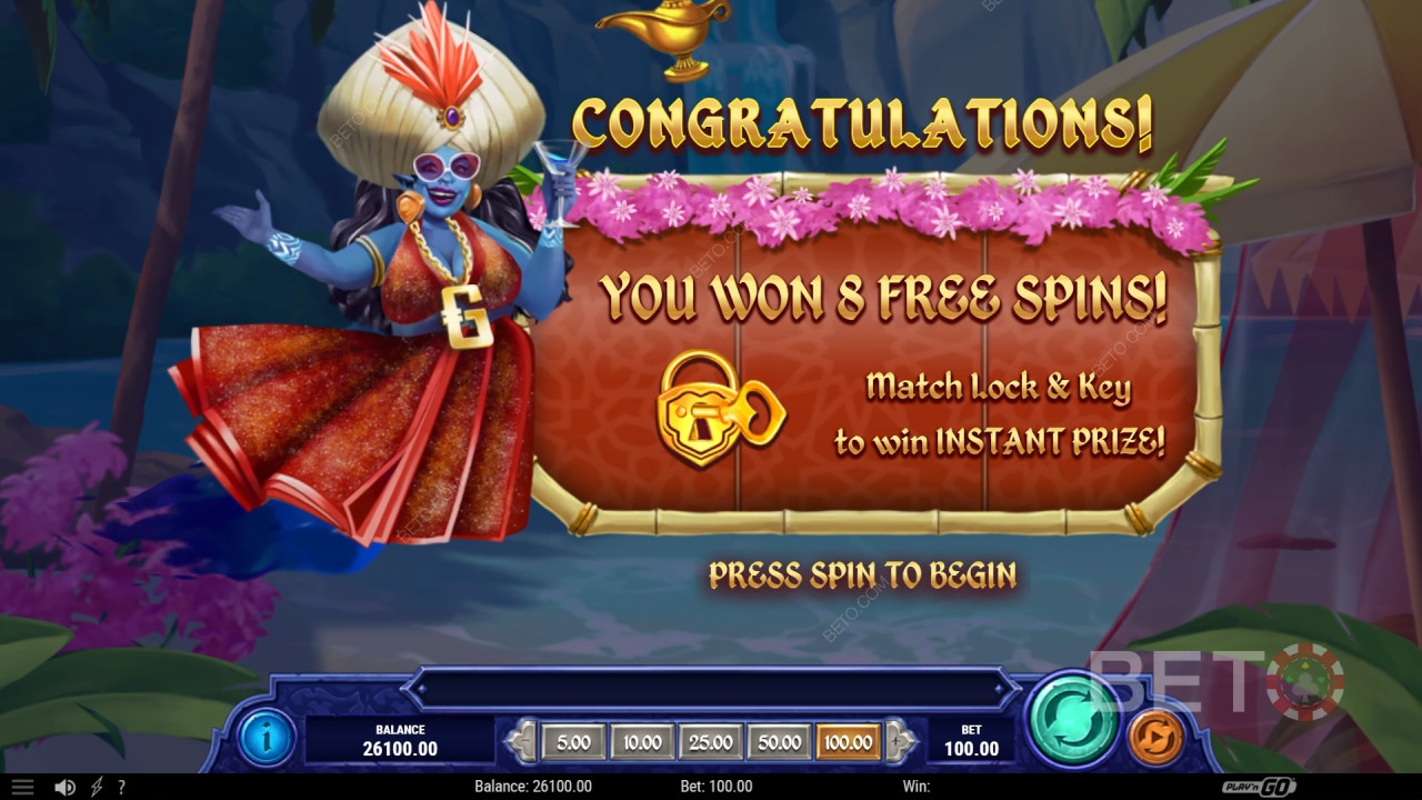 Win 1,234x Your bet in the 1001 Mystery Genie Fortunes Pokie!