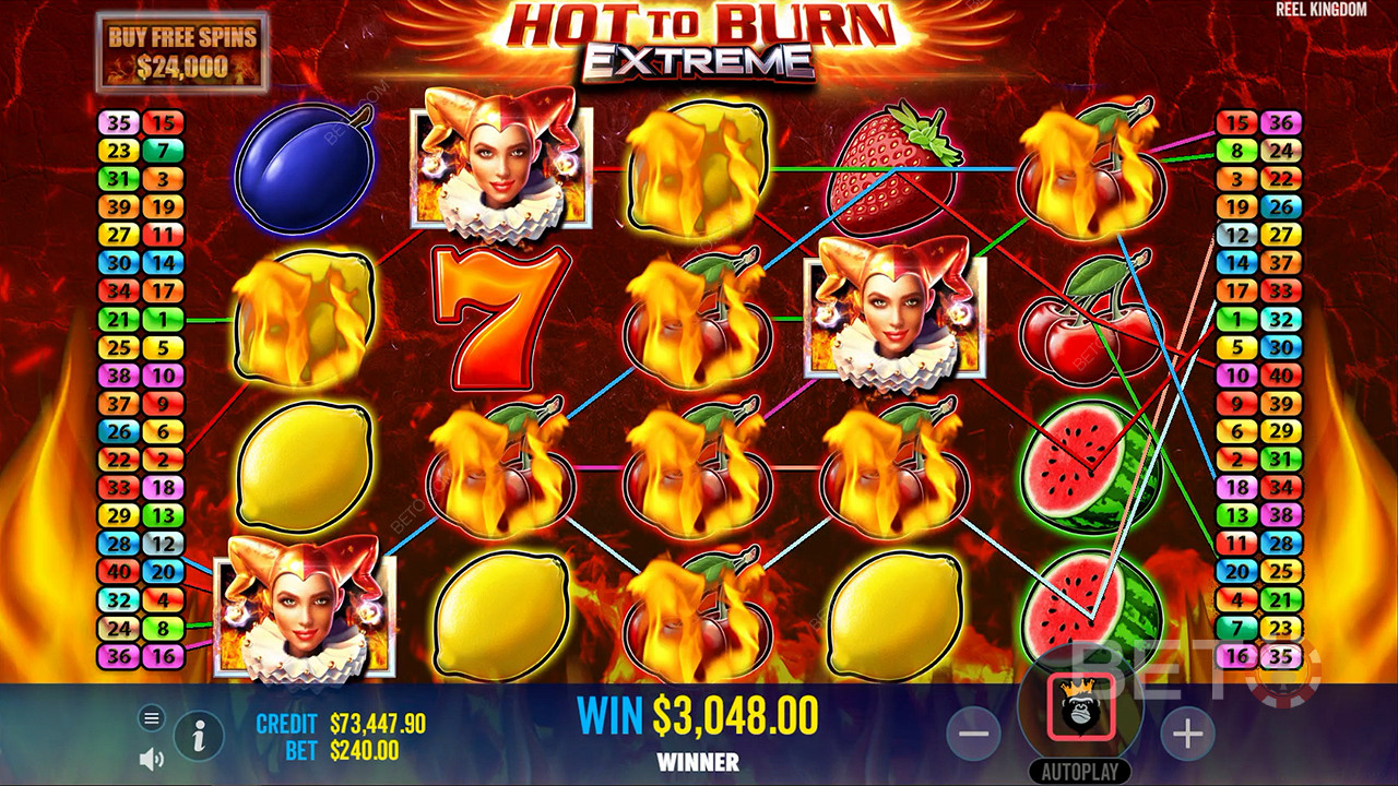 The Joker wild symbol swaps all winning icons for fresh ones on the reels