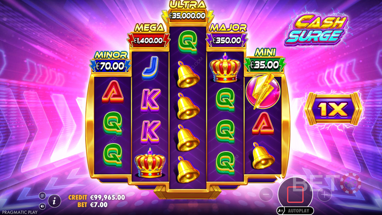 Win 5,000x Your bet in the Cash Surge Pokie!