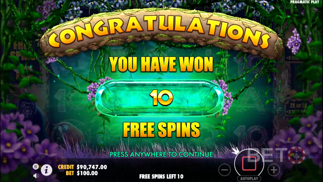 Score 10 to 20 Free Spins with a chance to snag more
