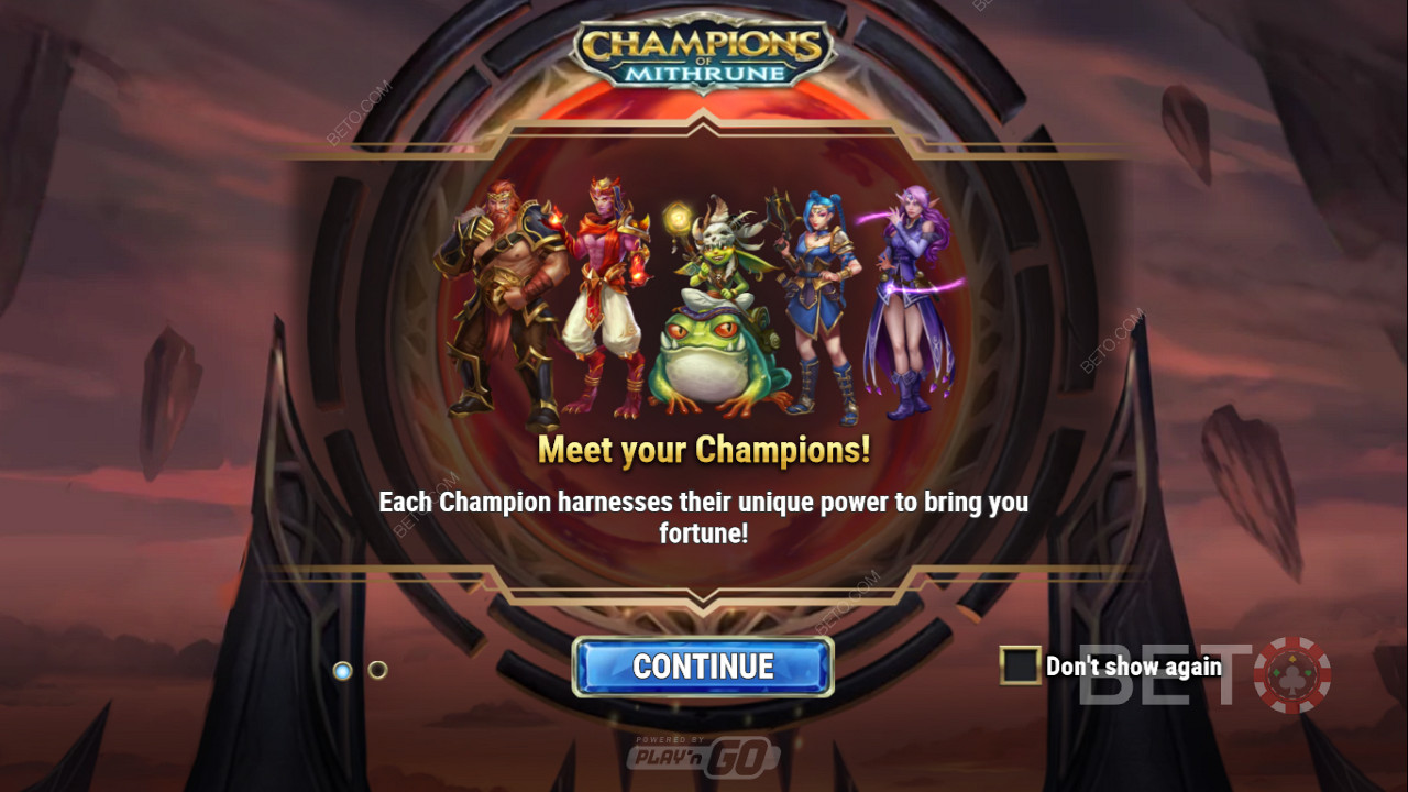 Snag random bonuses in the base game of Champions of Mithrune pokie