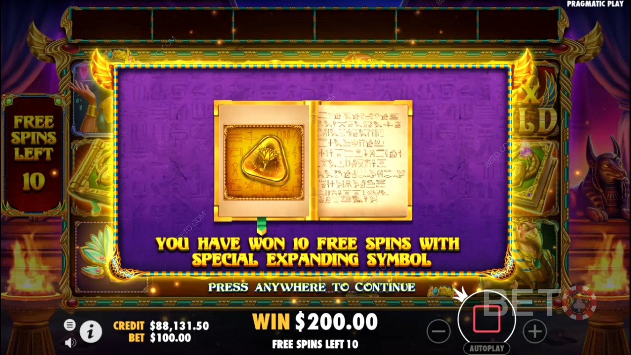 A random icon becomes the Special Expanding symbol before the bonus kicks off