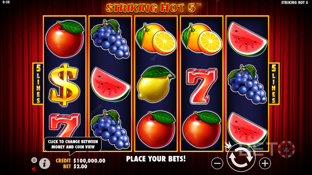 Try Striking Hot 5 now for a shot at ripper payouts up to 5,000x your stake
