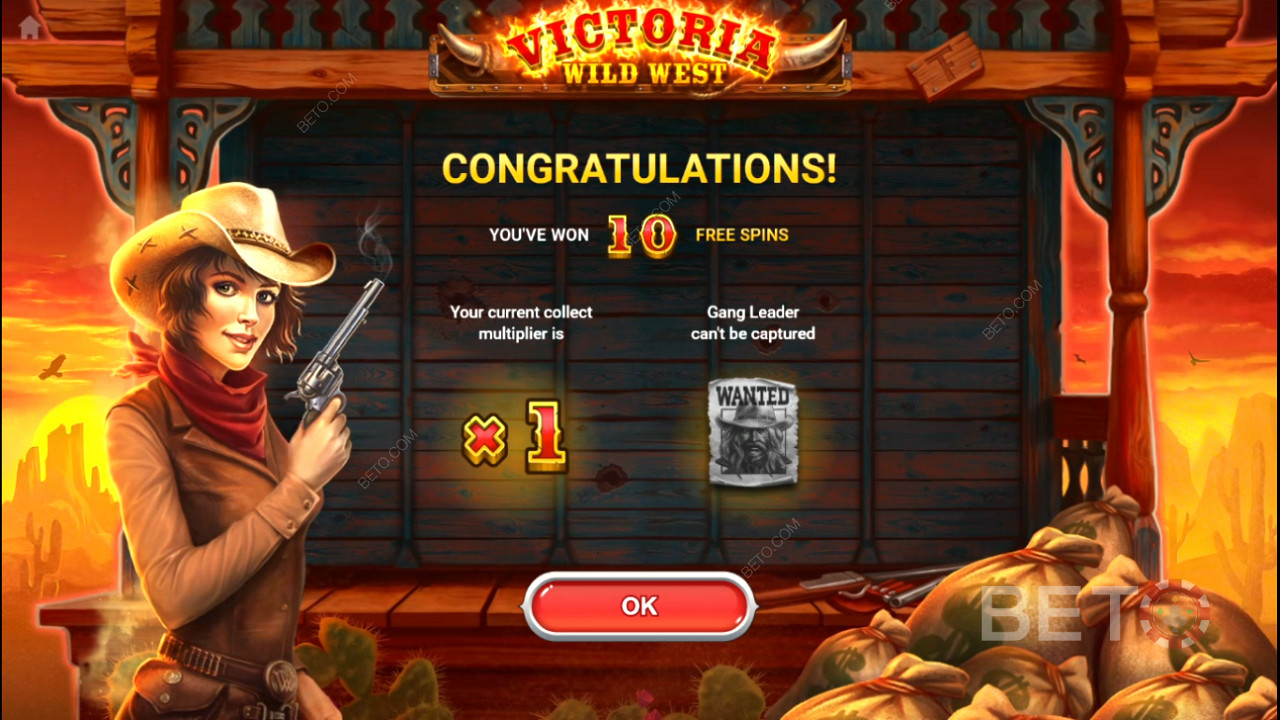 Trigger the Free Spins round with Victoria & score 10 Free Spins plus bonus extras