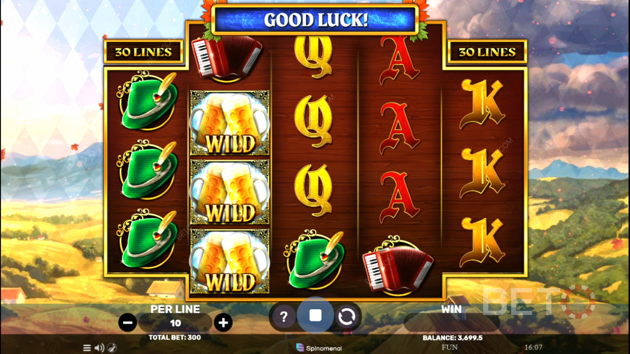 Snag 3 or more matching symbols for a ripper win combo in Beer O