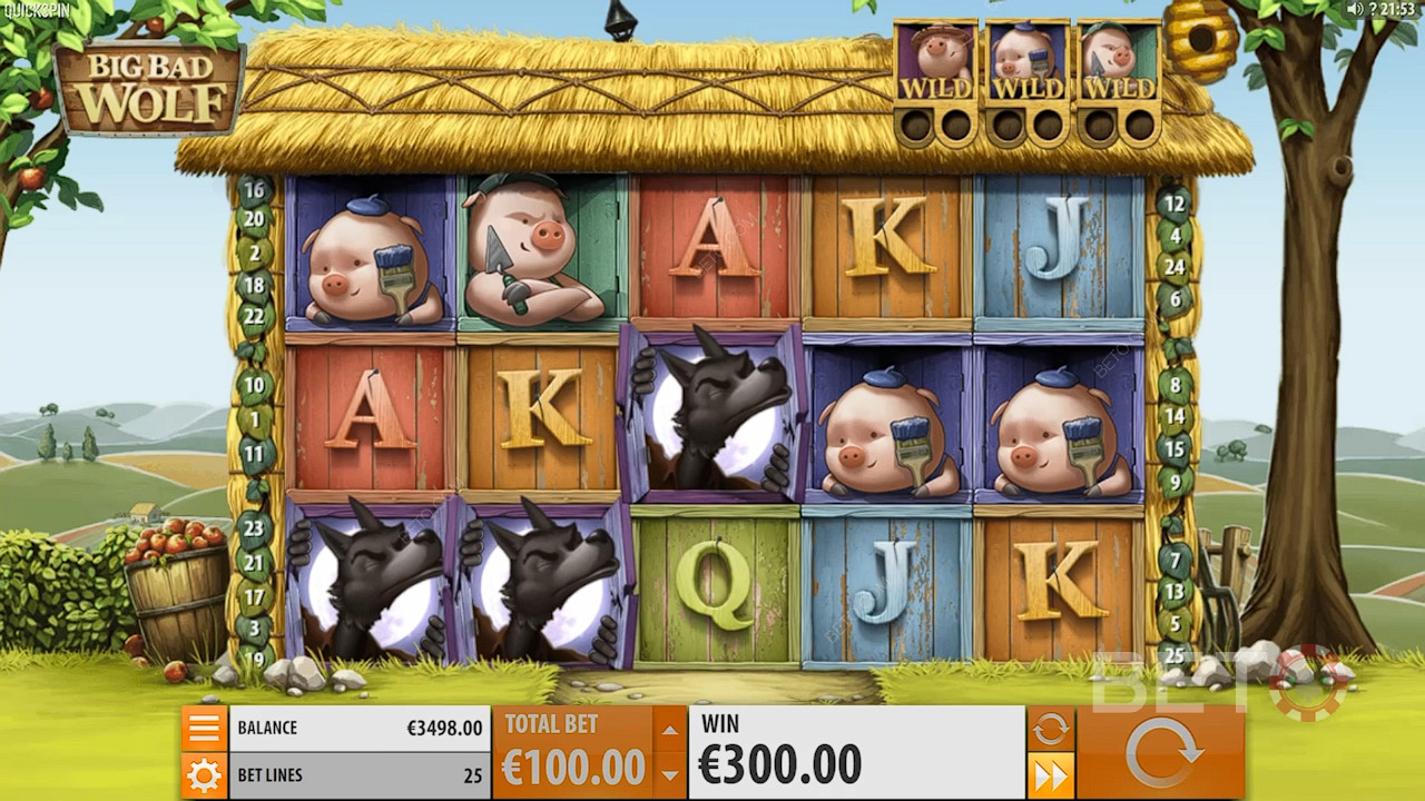 Score 3 Wolf Scatters for Free Spins in Big Bad Wolf pokie