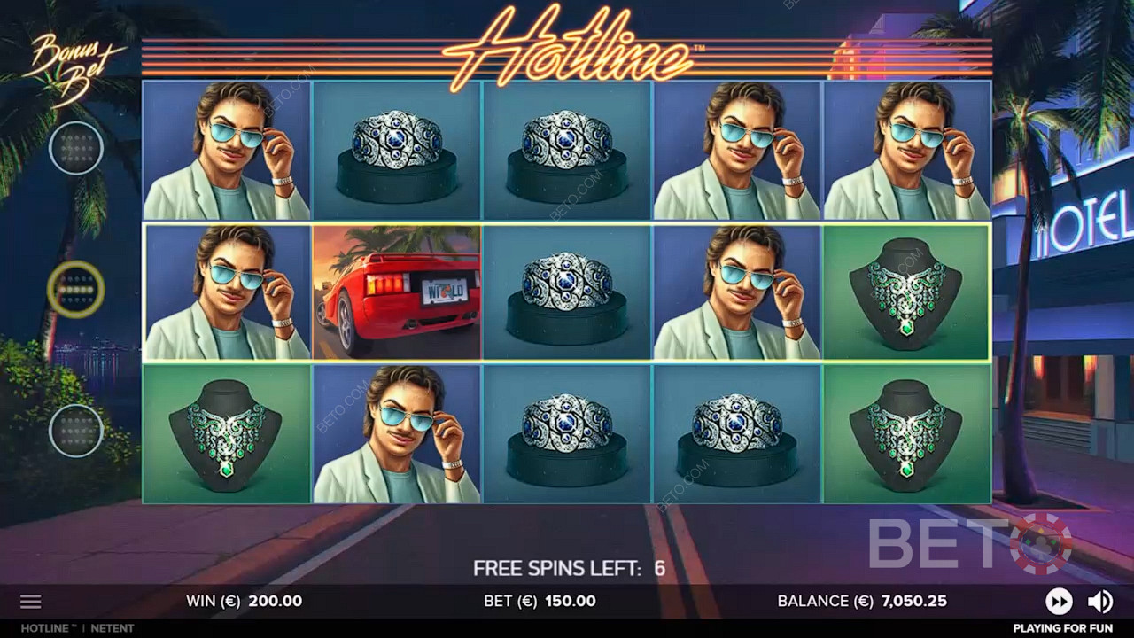 Relive the 80s with this vibrant neon-drenched pokie