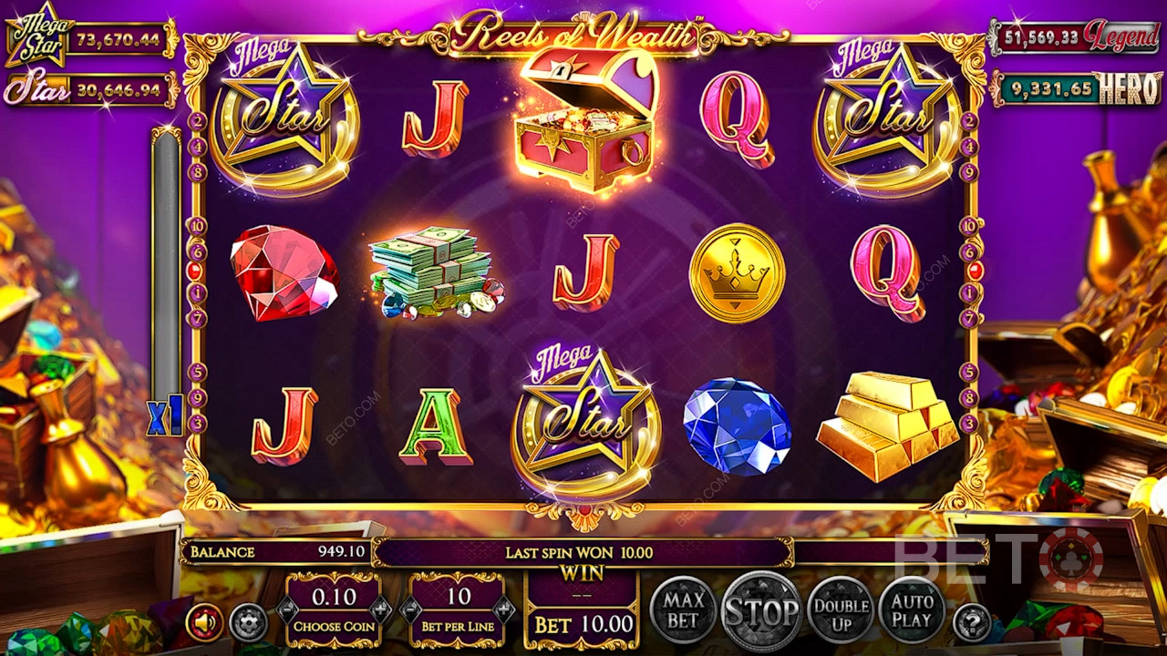 3 or more Megastar bonus symbols trigger Free Spins