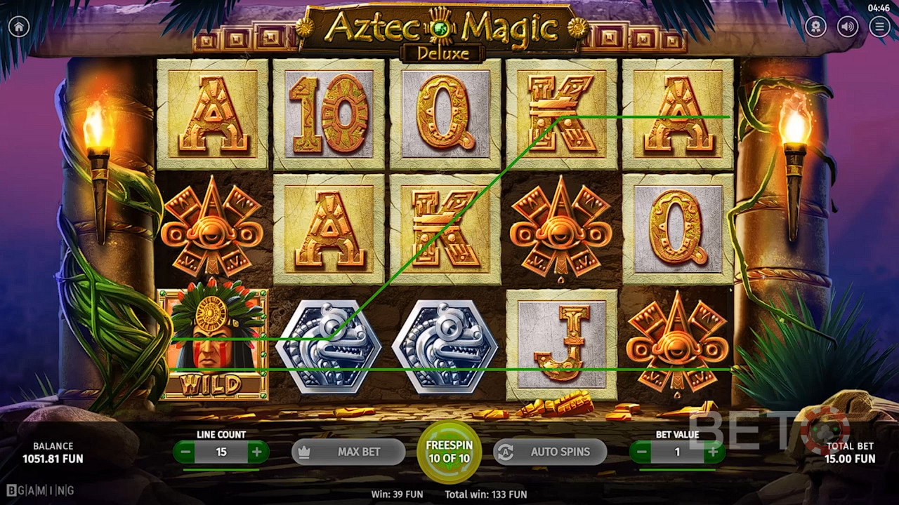 Aztec warrior Wild boosts wins in Aztec Magic Deluxe pokie game