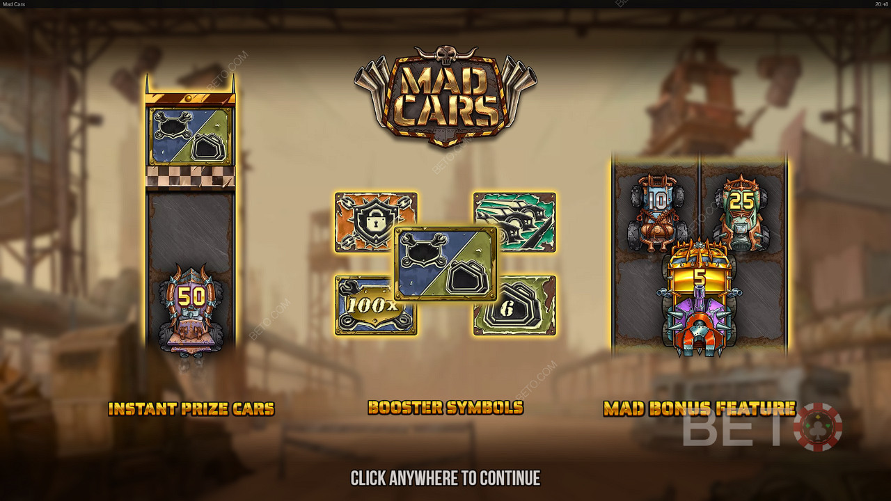 Jackpots, bonuses, and Free Spins make the Mad Cars pokie a ripper