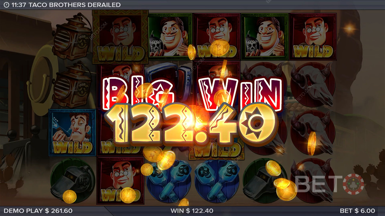 Score 10,000x Your Wager in the Taco Brothers Derailed Pokie!