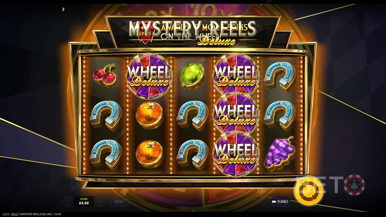 Score 2+ Wheel Deluxe Scatters to spin the Bonus Wheel