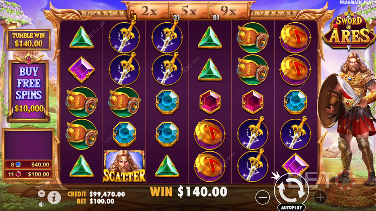 Score big on any reel in Sword of Ares online pokie