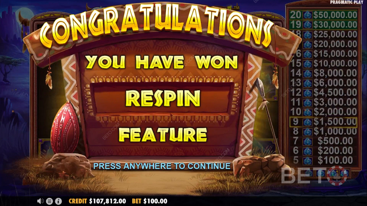 Nab the Respin bonus with 5 or more Gems, mate