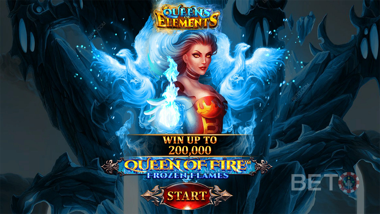 Score up to 2,000x your wager on Queen of Fire - Frozen Flames pokie
