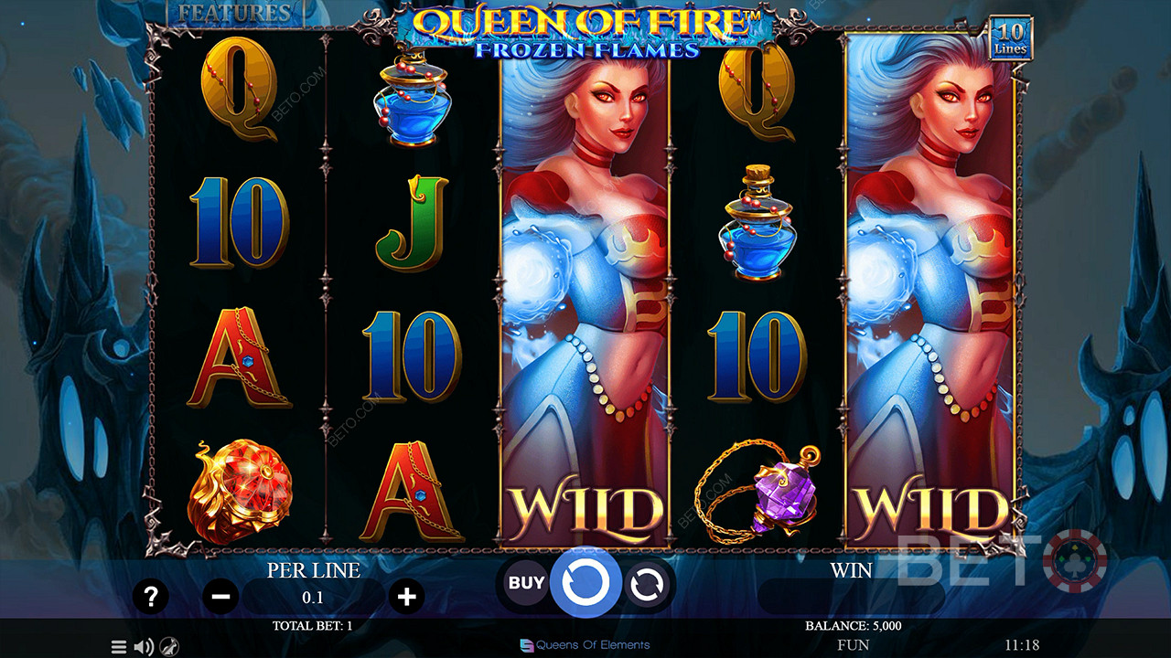 Discover Expanding Wilds in Queen of Fire - Frozen Flames pokie