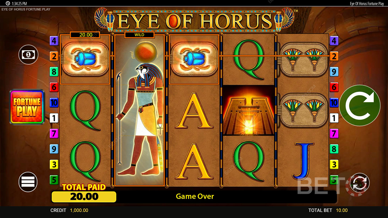 Score Big with Eye of Horus Fortune Play Pokie - Up to 50,000x Stake!