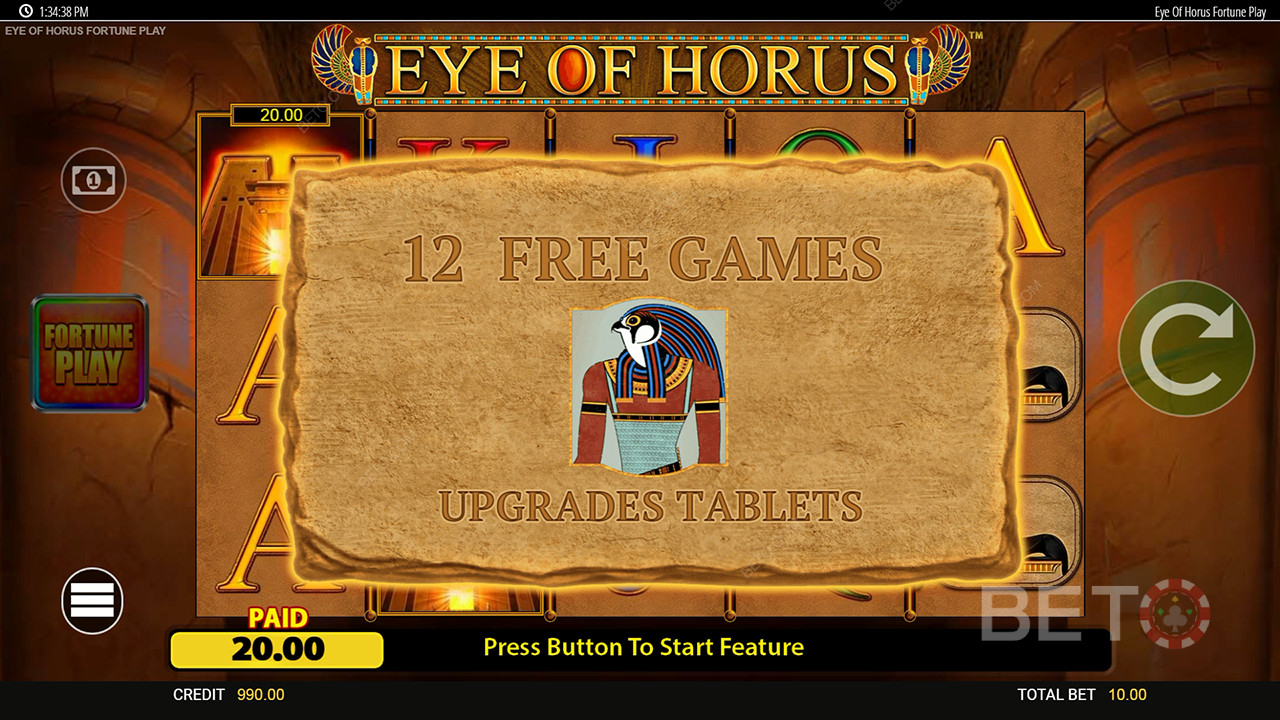 Ripper Bonus Features in Eye of Horus Fortune Play by Blueprint