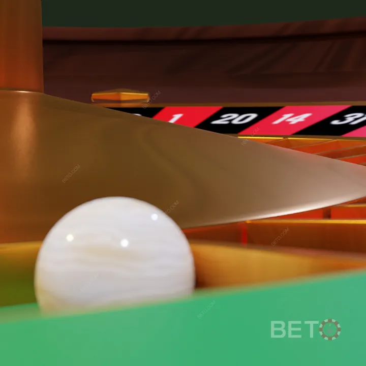 Roulette ball rests in a pocket on the Aussie wheel